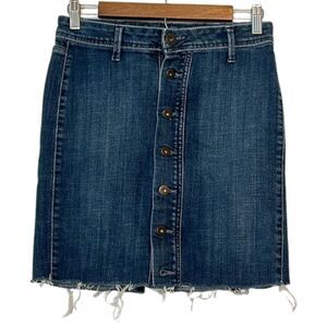 Vintage Jordache 90s Denim Mini Skirt Button Front Womens 26 Raw Hem Y2K
